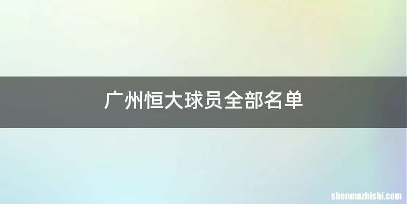 广州恒大球员全部名单