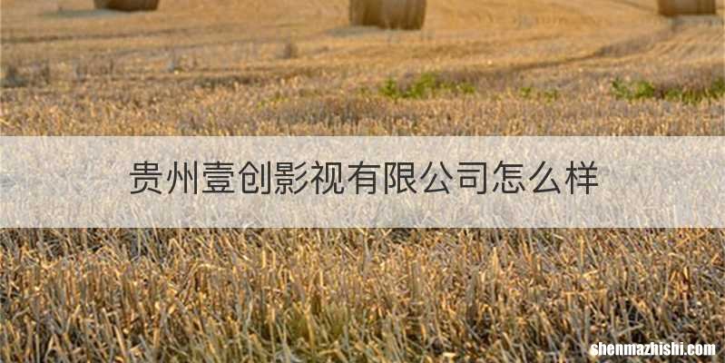 贵州壹创影视有限公司怎么样