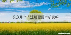 公众号个人注册需要审核费嘛