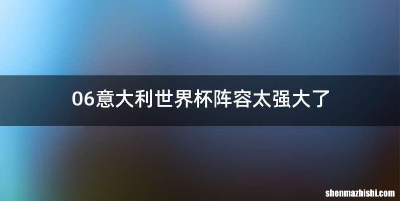 06意大利世界杯阵容太强大了