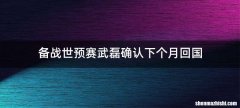 备战世预赛武磊确认下个月回国