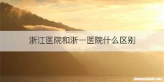 浙江医院和浙一医院什么区别