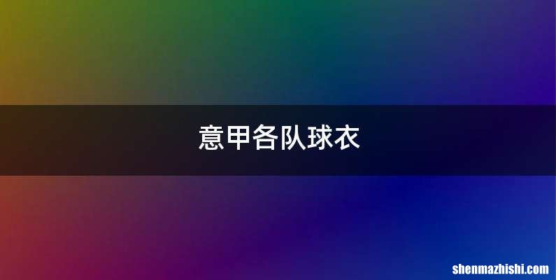意甲各队球衣