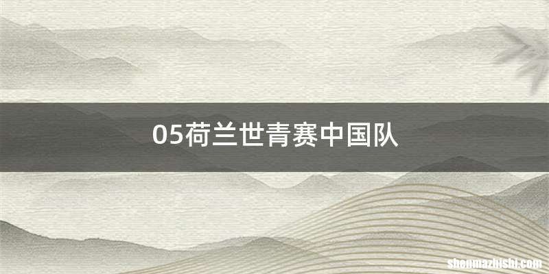 05荷兰世青赛中国队