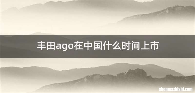 丰田ago在中国什么时间上市