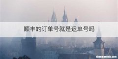 顺丰的订单号就是运单号吗