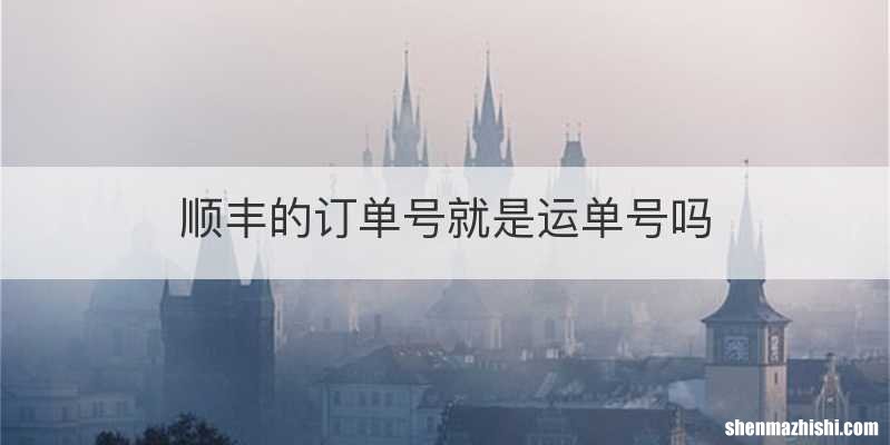 顺丰的订单号就是运单号吗