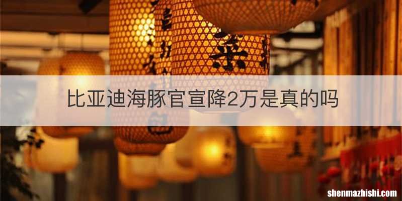 比亚迪海豚官宣降2万是真的吗