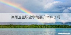 漳州卫生职业学院要升本科了吗