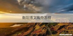 衡阳博文高中怎样
