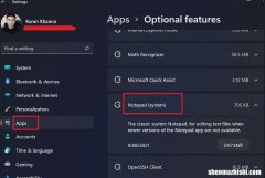 如何通过可选功能卸载Windows11中的记事本