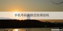 手机号码删除还找得回吗