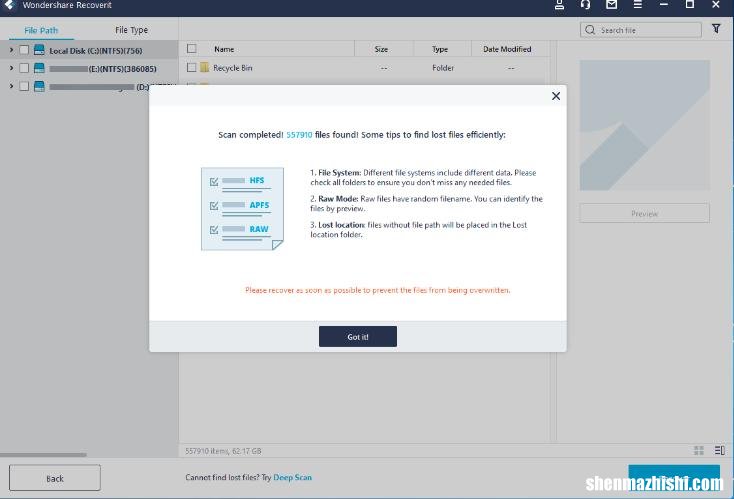 Wondershare Recoverit：查找任何文件并恢复它