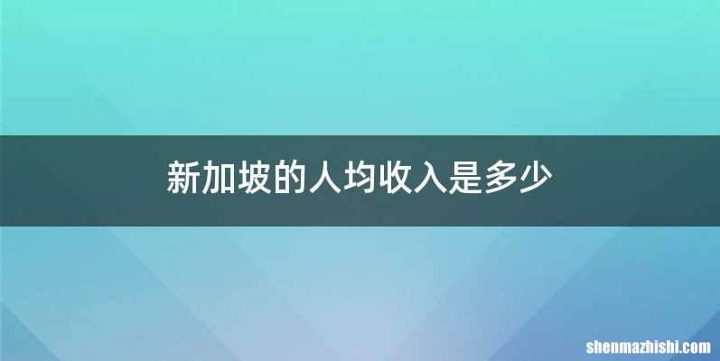 新加坡的人均收入是多少