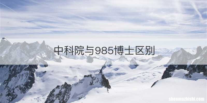 中科院与985博士区别