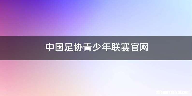 中国足协青少年联赛官网