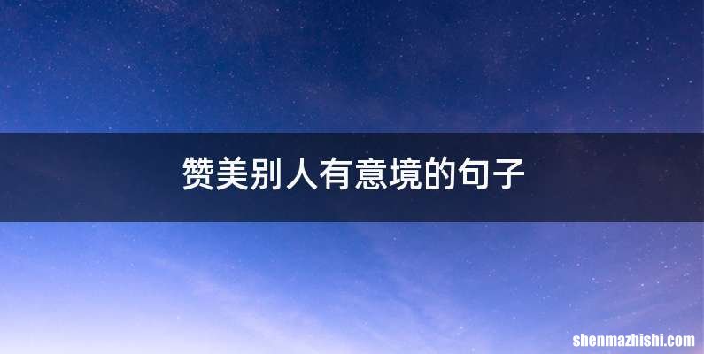 赞美别人有意境的句子