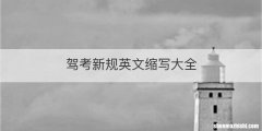 驾考新规英文缩写大全