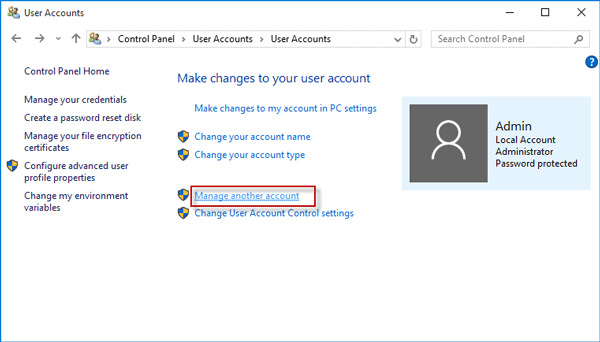 如何在Windows10中更改其他用户的密码