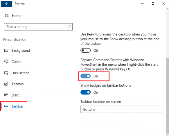 在Win+X菜单上将命令提示符替换为PowerShell