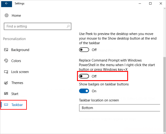 在Win+X菜单上将命令提示符替换为PowerShell