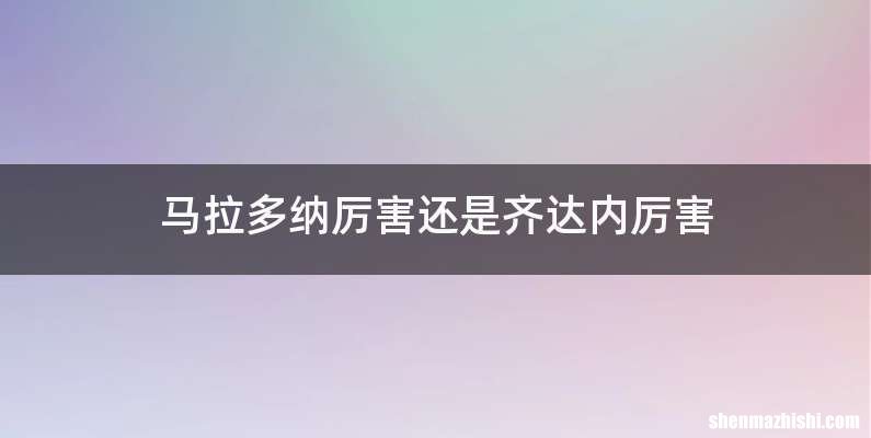 马拉多纳厉害还是齐达内厉害