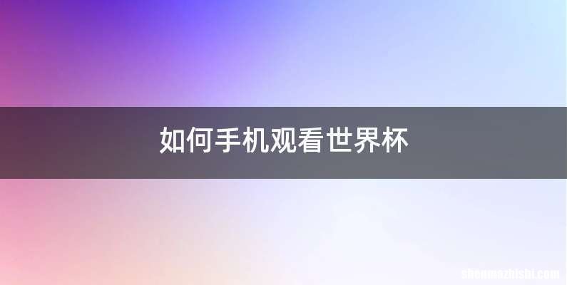 如何手机观看世界杯