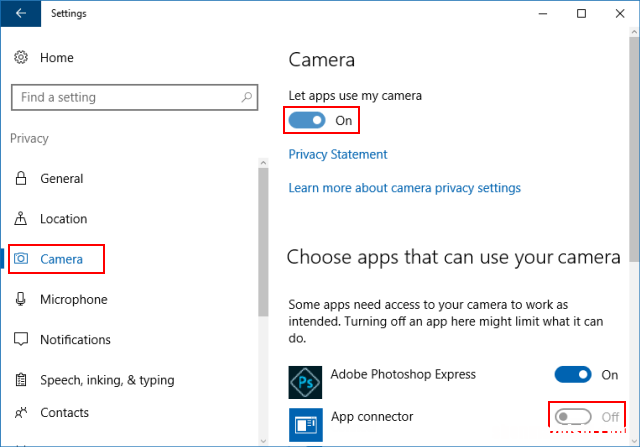 笔记本Win10禁止应用使用相机的方法