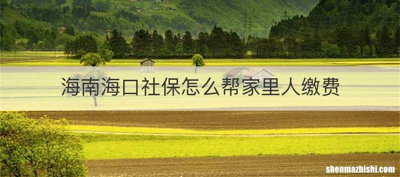 海南海口社保怎么帮家里人缴费