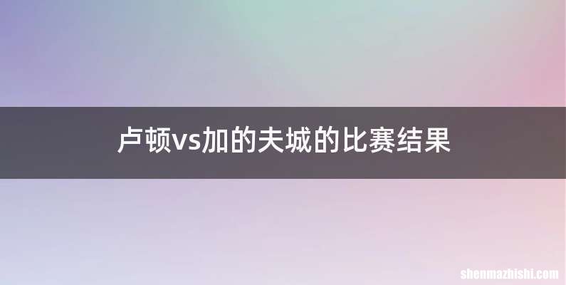 卢顿vs加的夫城的比赛结果