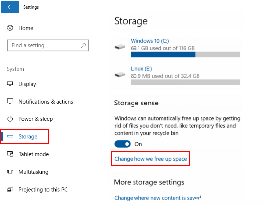 Win10如何启用存储感知自动释放空间