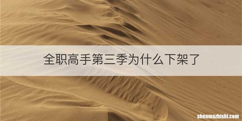 全职高手第三季为什么下架了