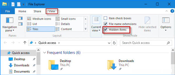 在Windows10中显示所有隐藏文件和文件夹的3种方法