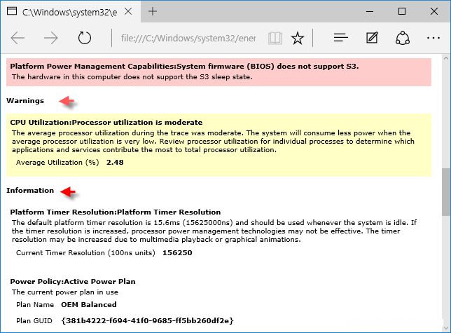Windows10电脑系统的电源效率诊断报告