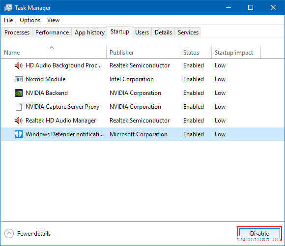 如何从任务栏隐藏Windows Defender安全中心图标