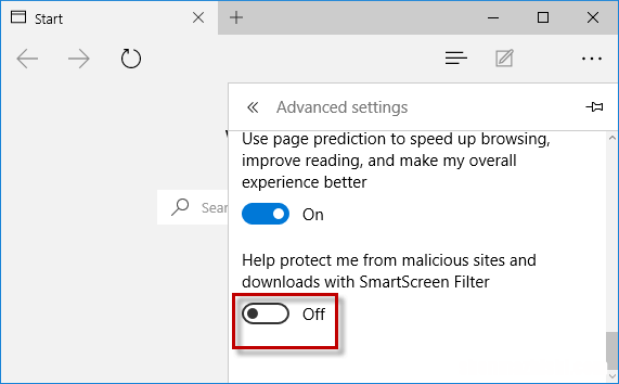 在Edge和Internet Explorer中关闭SmartScreen筛选器