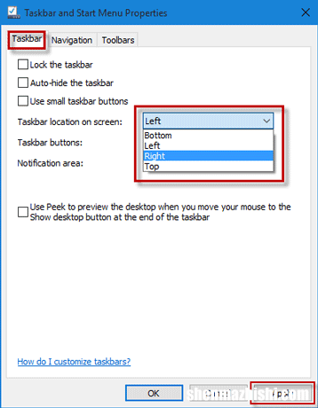如何更改Windows10桌面屏幕上的任务栏位置