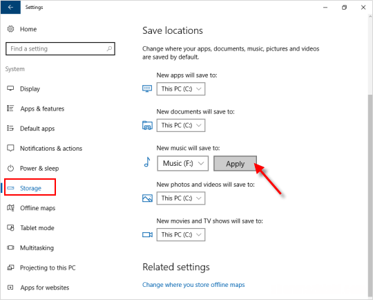 Windows10如何更改保存新内容的存储位置