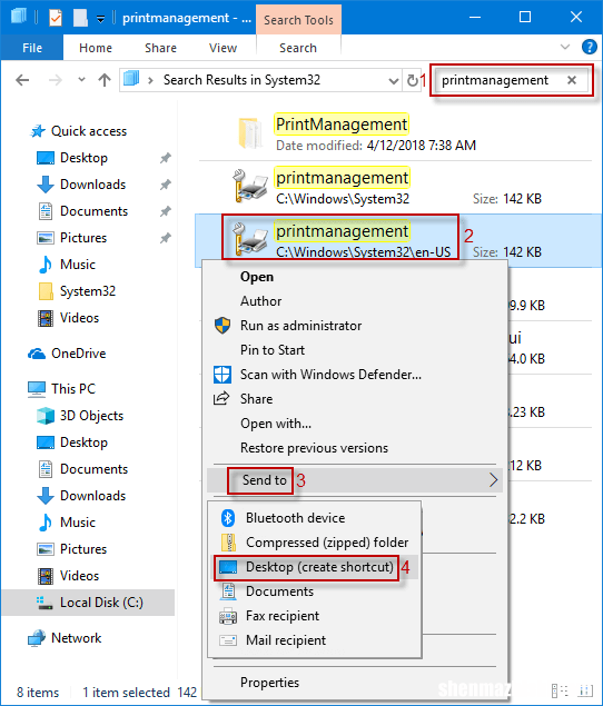 在Windows10桌面上创建打印管理快捷方式的3种方法