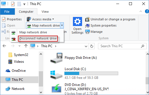 如何在Windows10中映射和断开网络驱动器