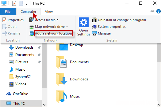 如何在Windows10中手动添加网络位置