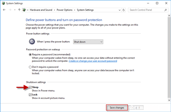 修复：Windows10中的电源菜单中缺少睡眠选项