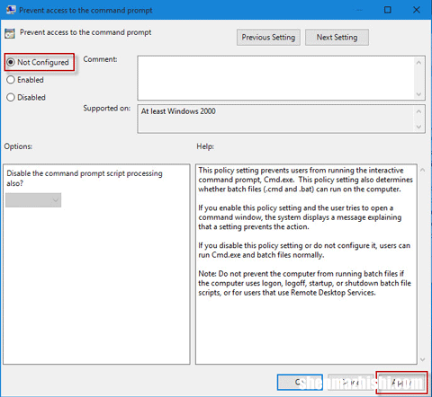 win10修复“命令提示符已被管理员禁用”