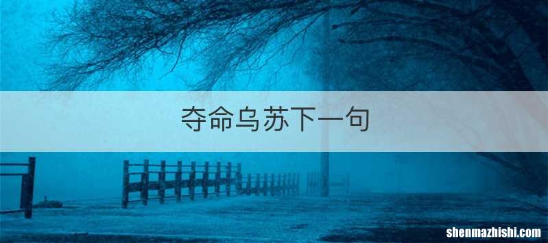 夺命乌苏下一句