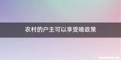 农村的户主可以享受啥政策
