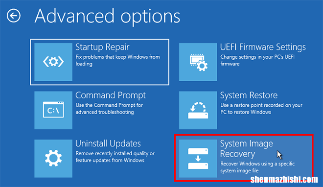 系统映像还原期间Windows10密码不正确