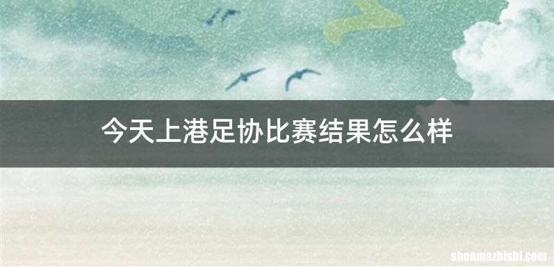 今天上港足协比赛结果怎么样