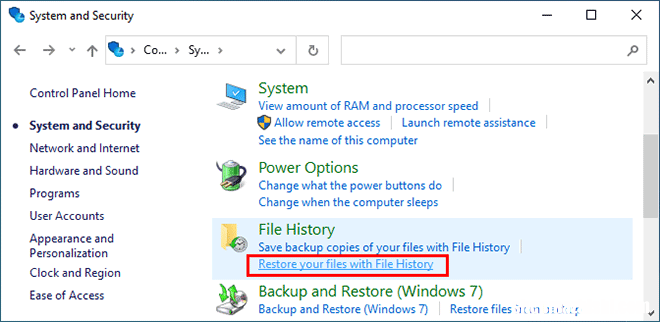 如何在Windows10中使用文件历史记录恢复文件