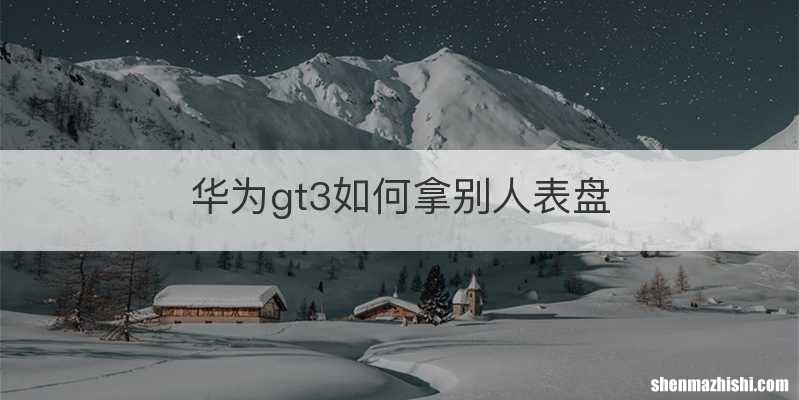 华为gt3如何拿别人表盘