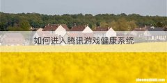 如何进入腾讯游戏健康系统